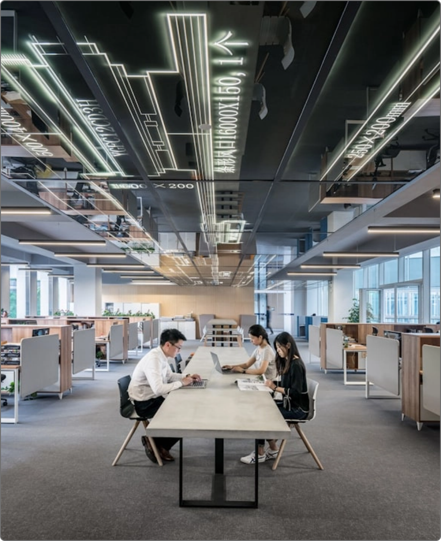 Colleagues working together in a contemporary office 